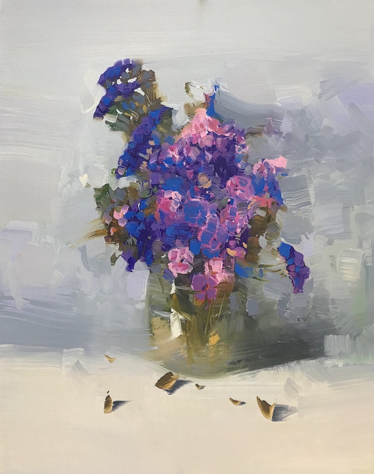 Blue Flowers, Original oil Painting, Handmade artwork, One of a Kind          